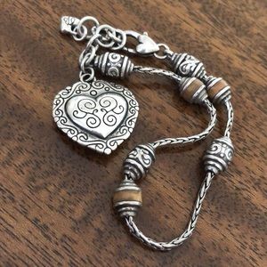 Vintage Brighton reversible gold heart charm bracelet